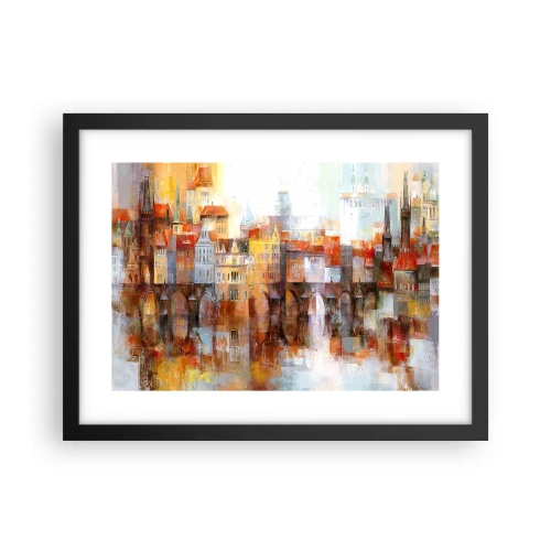 Póster en marco negro - Puente y ciudad - 40x30 cm