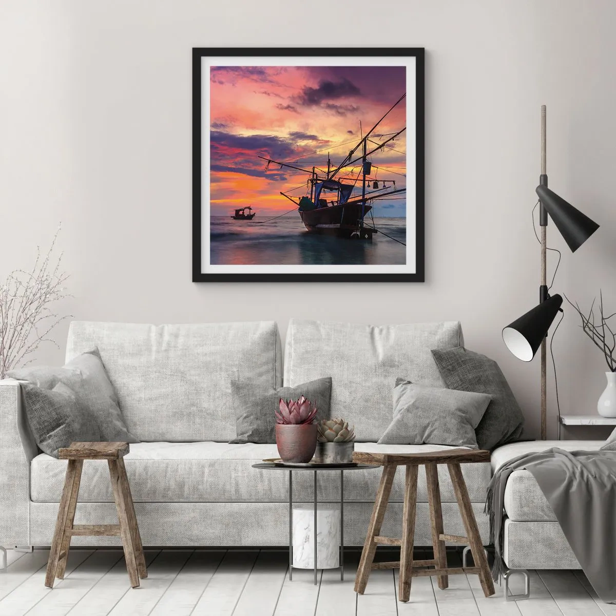 Póster en marco negro - Una noche exótica - 60x60 cm