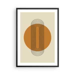 Póster en marco negro - Patrón geométrico con círculos y líneas naranjas. - 50x70cm - El plan perfecto - Decoración de pared moderna para salón y dormitorio ARTTOR