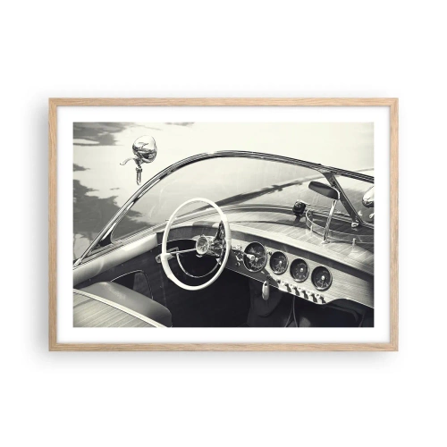 Póster en marco roble claro - Tiempo para los ricos - 70x50 cm