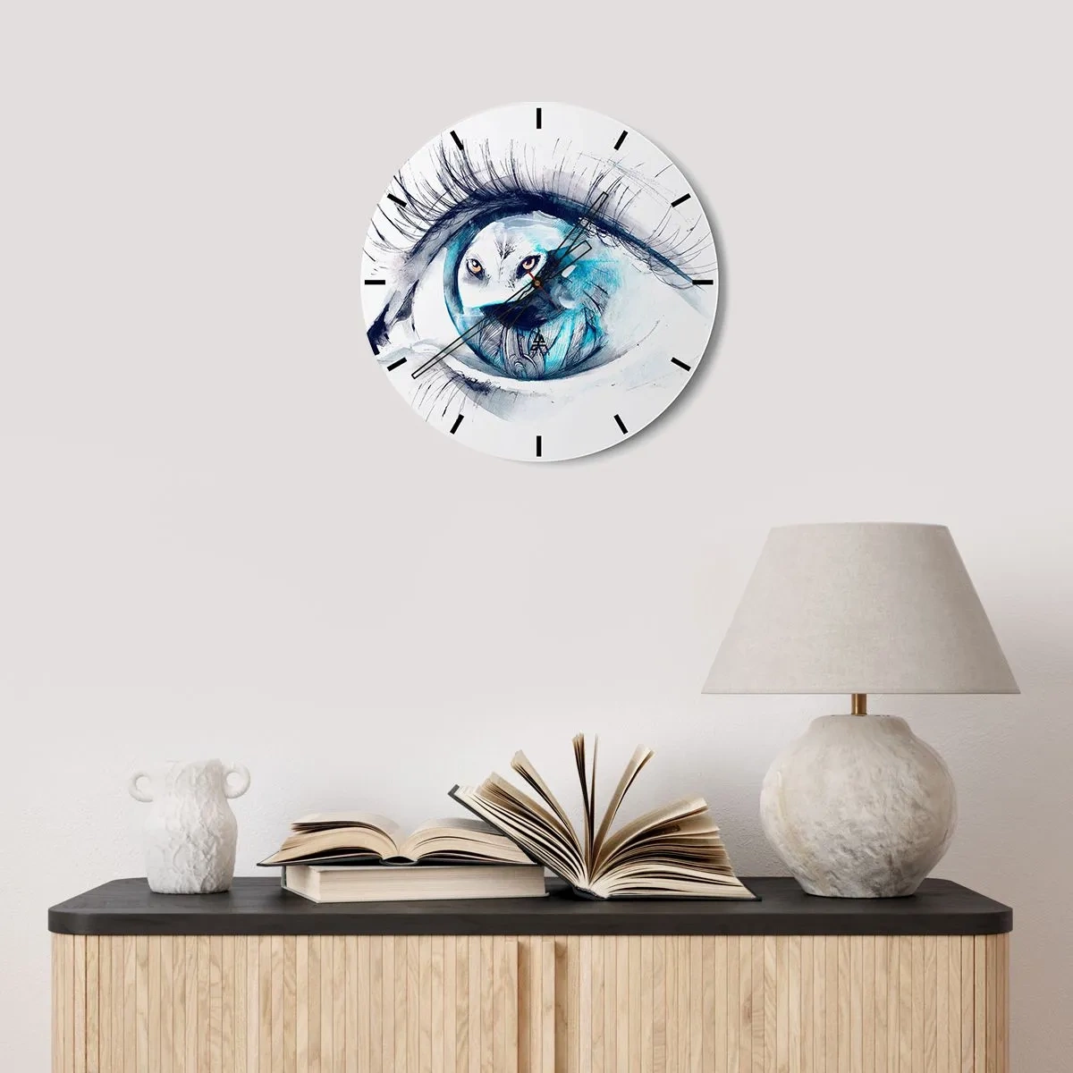 Reloj de pared - Reloj de vidrio - Ojo con la naturaleza - 40x40 cm