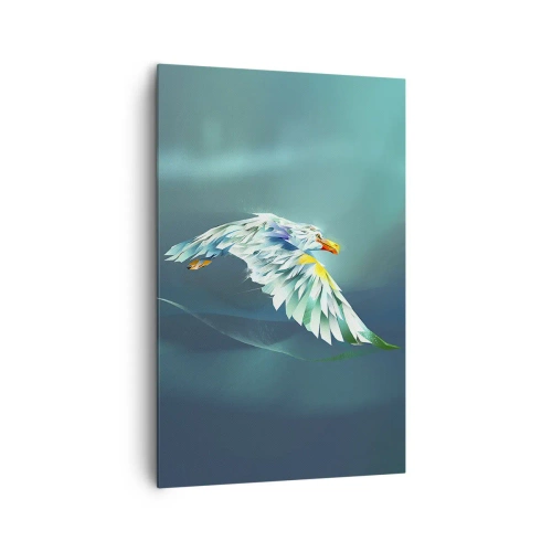 Cuadro sobre lienzo - Impresión de Imagen - Águila abstracta en vuelo contra un cielo turquesa - 80x120cm - El poder del vuelo del águila - Decoración de pared moderna para salón y dormitorio ARTTOR