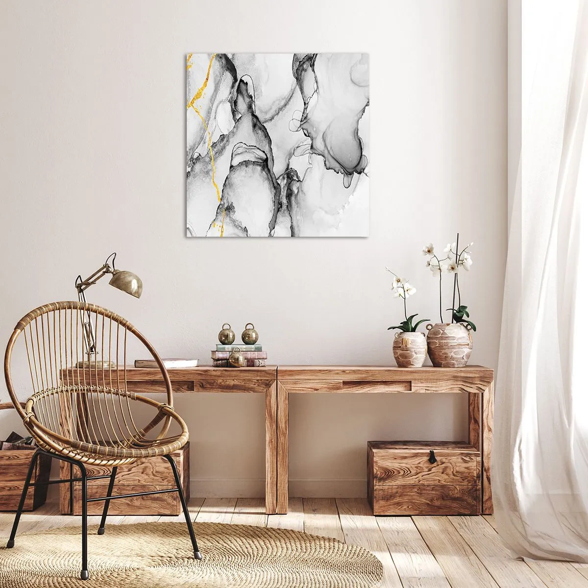Cuadro sobre lienzo - Impresión de Imagen - Composición con motivo de oro - 30x30 cm