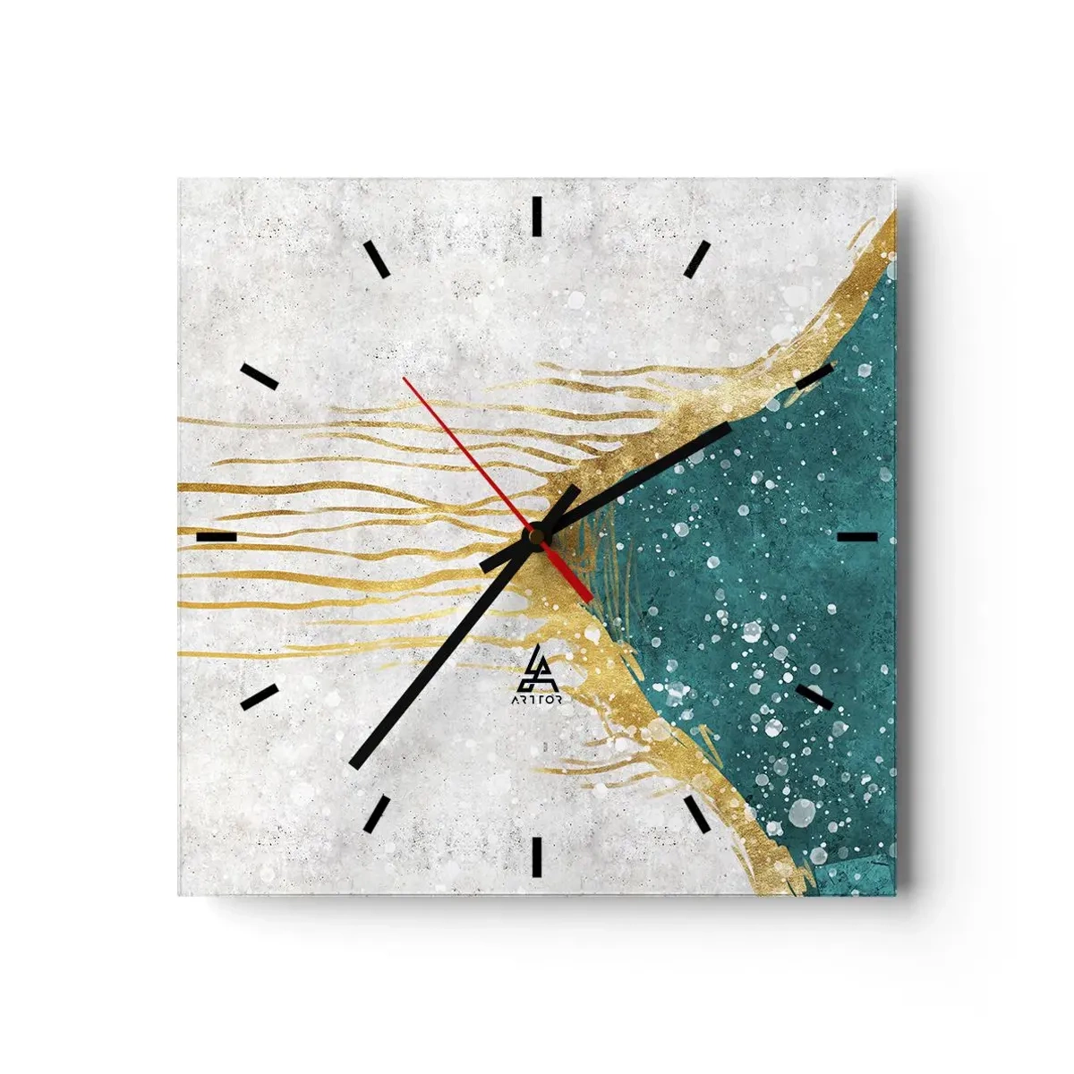 Reloj de pared - Reloj de vidrio - Marea dorada - 40x40 cm