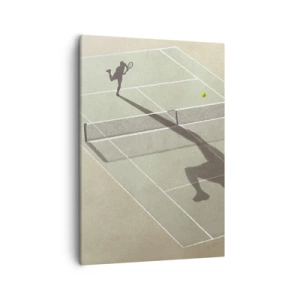 Cuadro sobre lienzo - Impresión de Imagen - La sombra de un tenista en la cancha durante un partido de tenis. - 50x70cm - Véncete a ti mismo - Decoración de pared moderna para salón y dormitorio ARTTOR