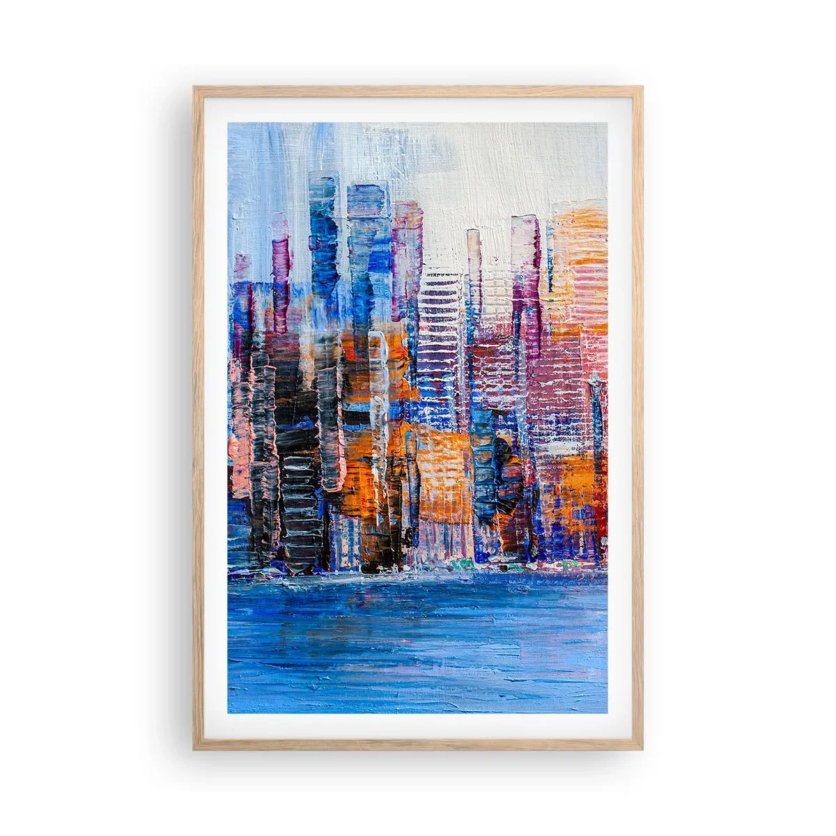 Póster en marco roble claro - Una metrópoli alegre - 61x91 cm