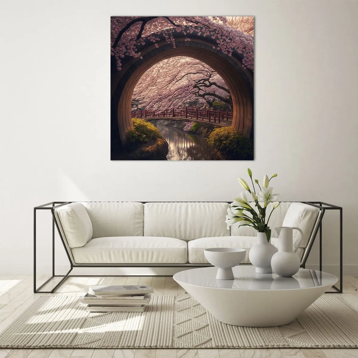 Cuadro sobre vidrio - Impresiones sobre Vidrio - Primavera japonesa - 70x70 cm