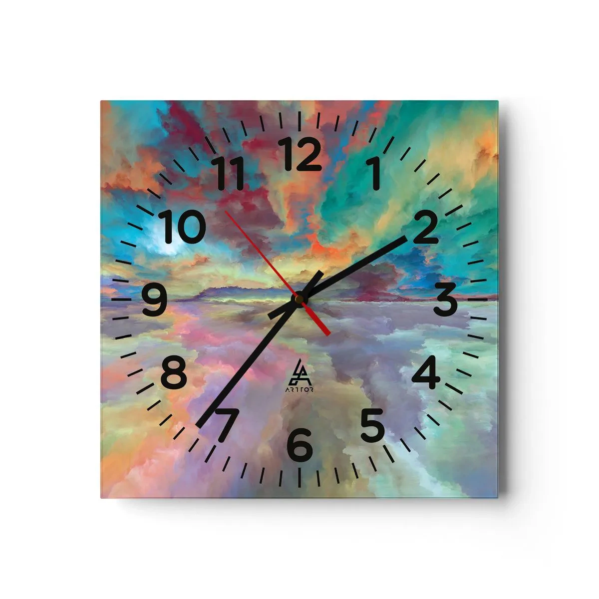 Reloj de pared - Reloj de vidrio - Dos cielos - 40x40 cm