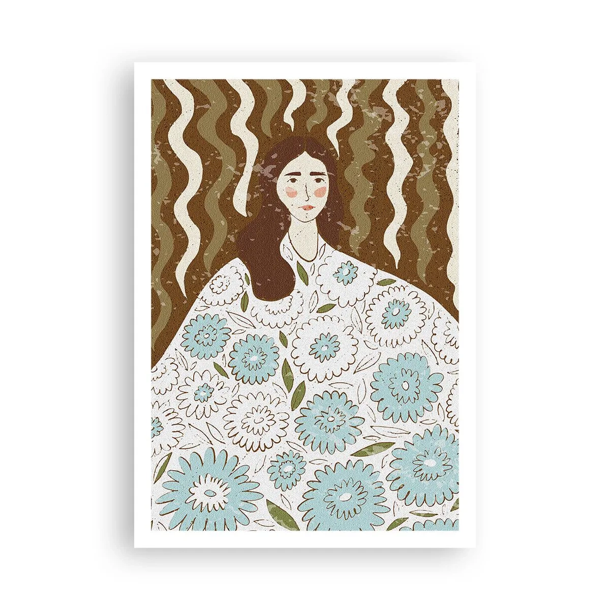 Póster - Retrato con túnica de flores - 70x100 cm