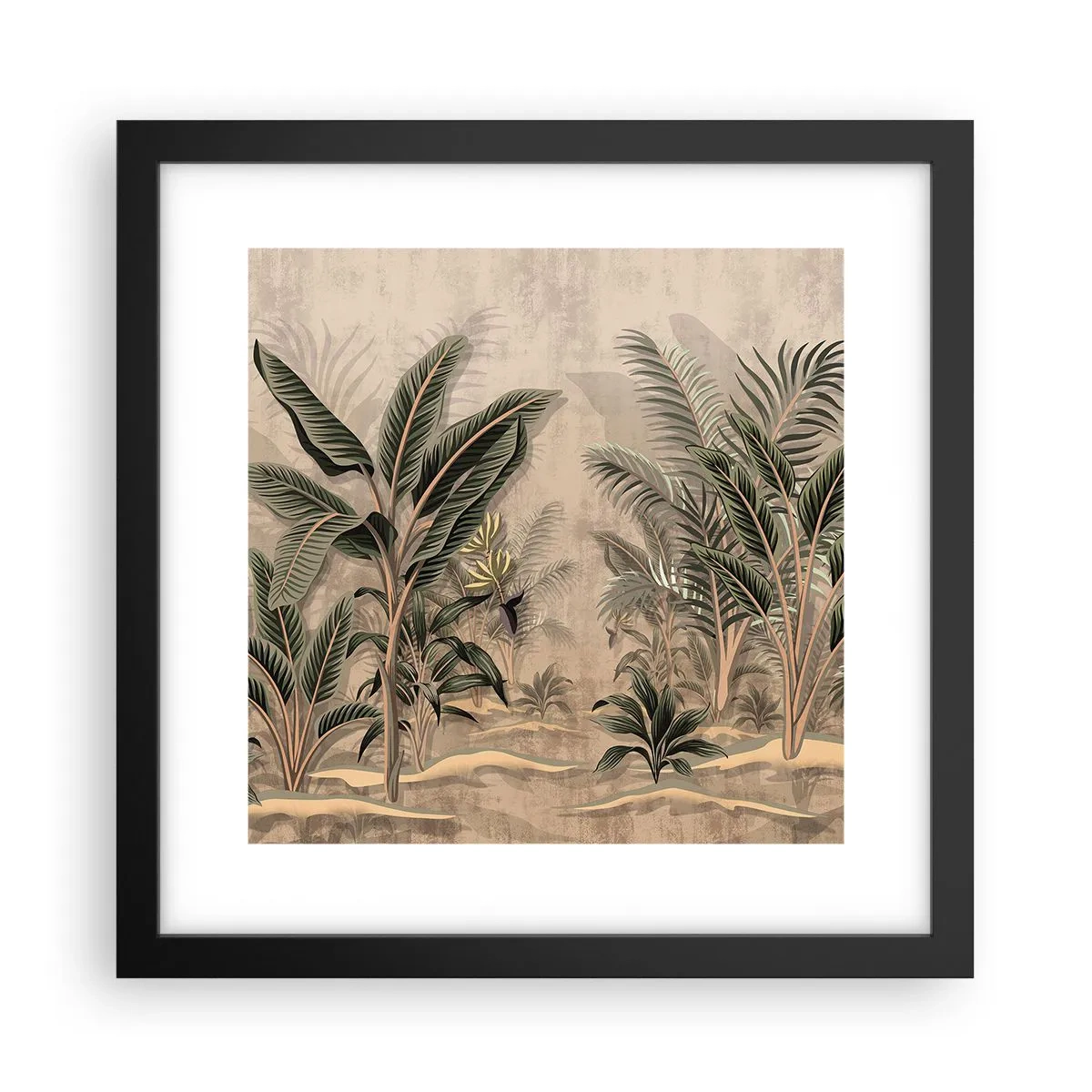 Póster en marco negro - Grabados de estilo colonial - 30x30 cm