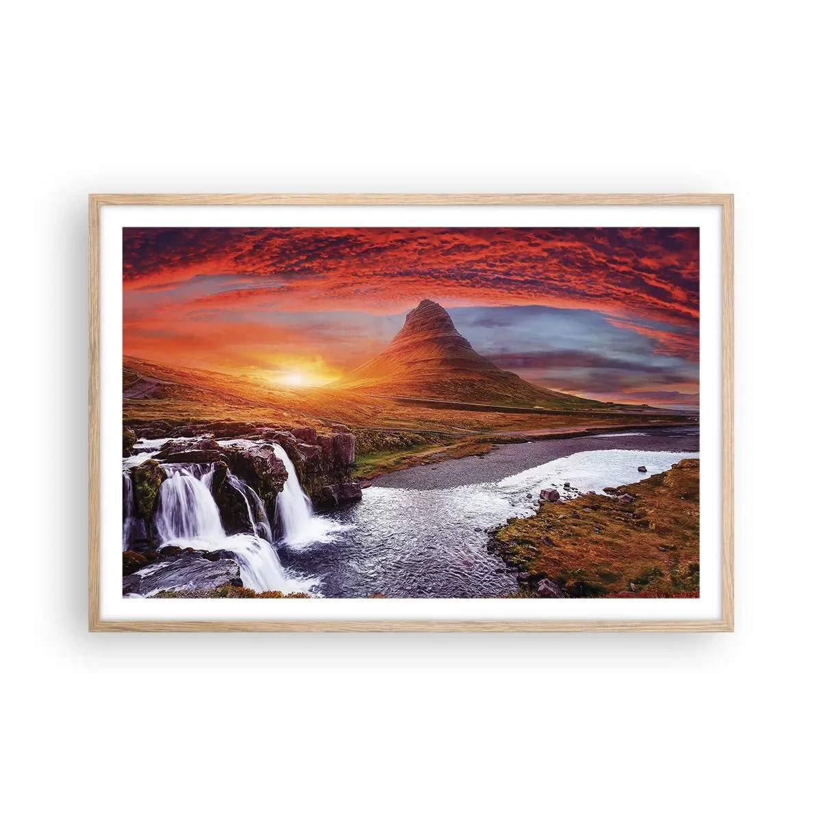 Póster en marco roble claro - Una vista de la Tierra Media - 91x61 cm