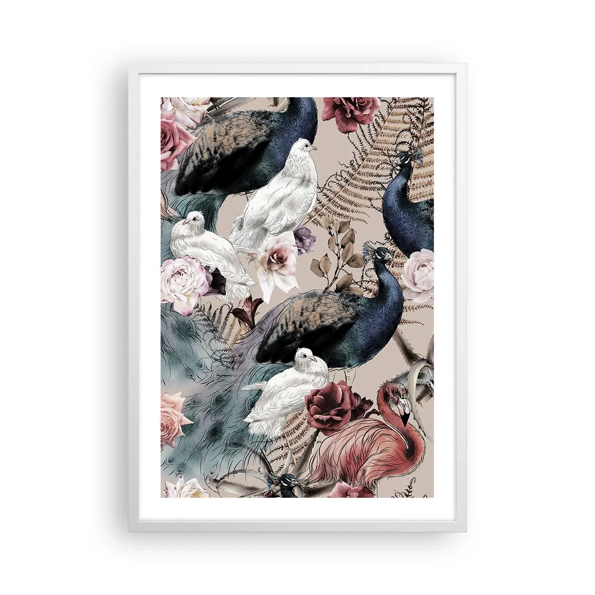 Póster en marco blanco - En un jardín de palacio - 50x70 cm