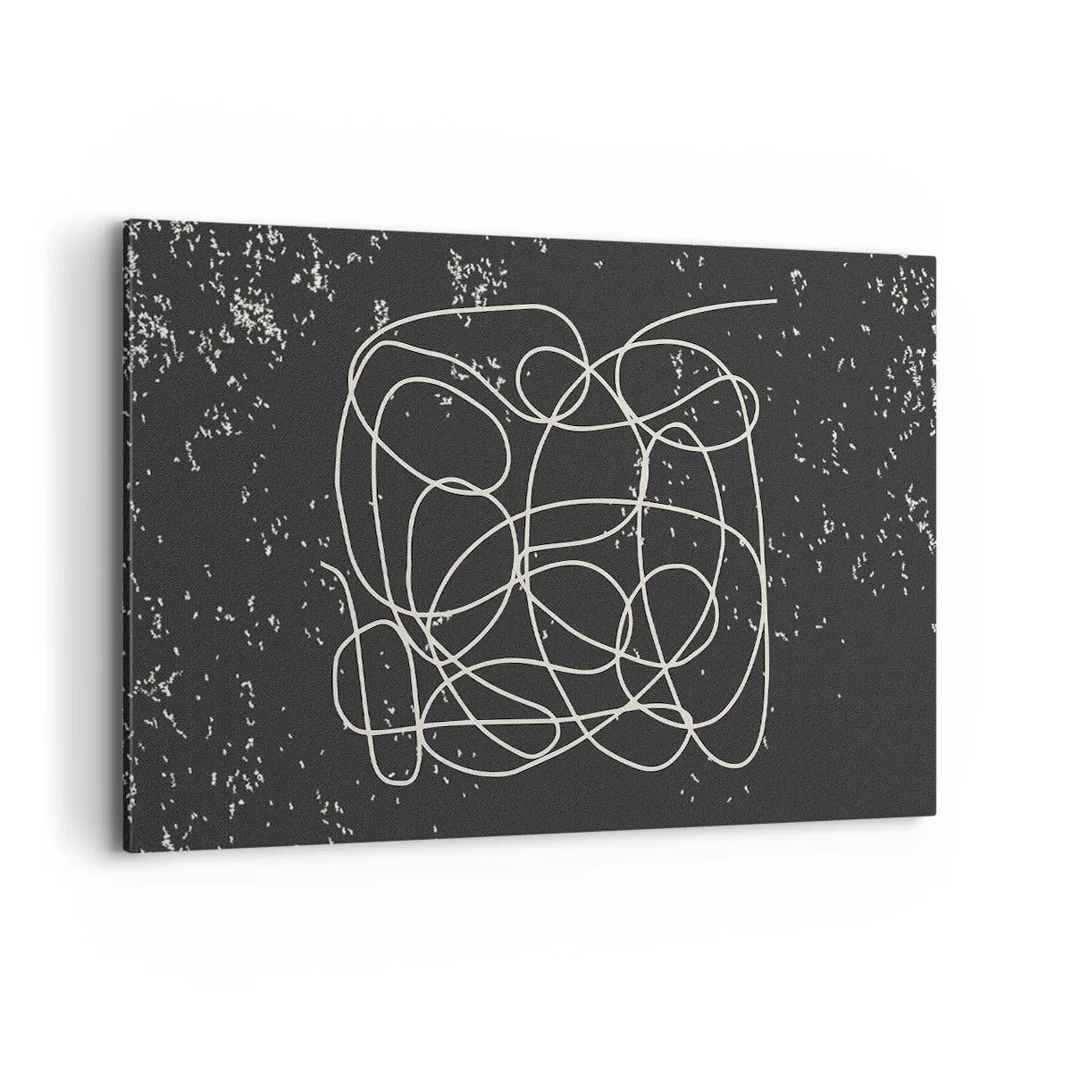Cuadro sobre lienzo - Impresión de Imagen - Línea abstracta sobre fondo negro con finos detalles. - 120x80cm - Pensamientos errantes - Decoración de pared moderna para salón y dormitorio ARTTOR