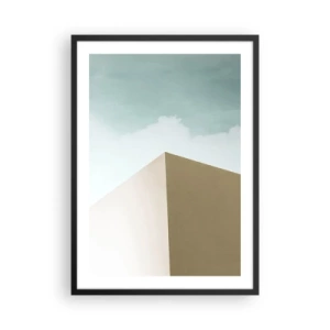 Póster en marco negro - Un edificio minimalista con un cielo delicado. - 50x70cm - Geometría de un verano soleado - Decoración de pared moderna para salón y dormitorio ARTTOR