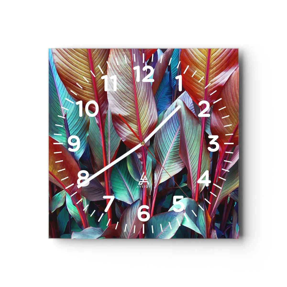 Reloj de pared - Reloj de vidrio - Un matorral de colores - 30x30 cm