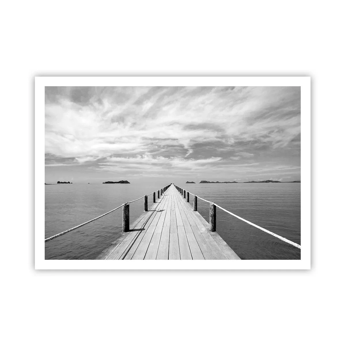 Póster - Un muelle de madera que se pierde en la distancia sobre un mar en calma. - 100x70cm - Hora de viajar - Decoración de pared moderna para salón y dormitorio ARTTOR