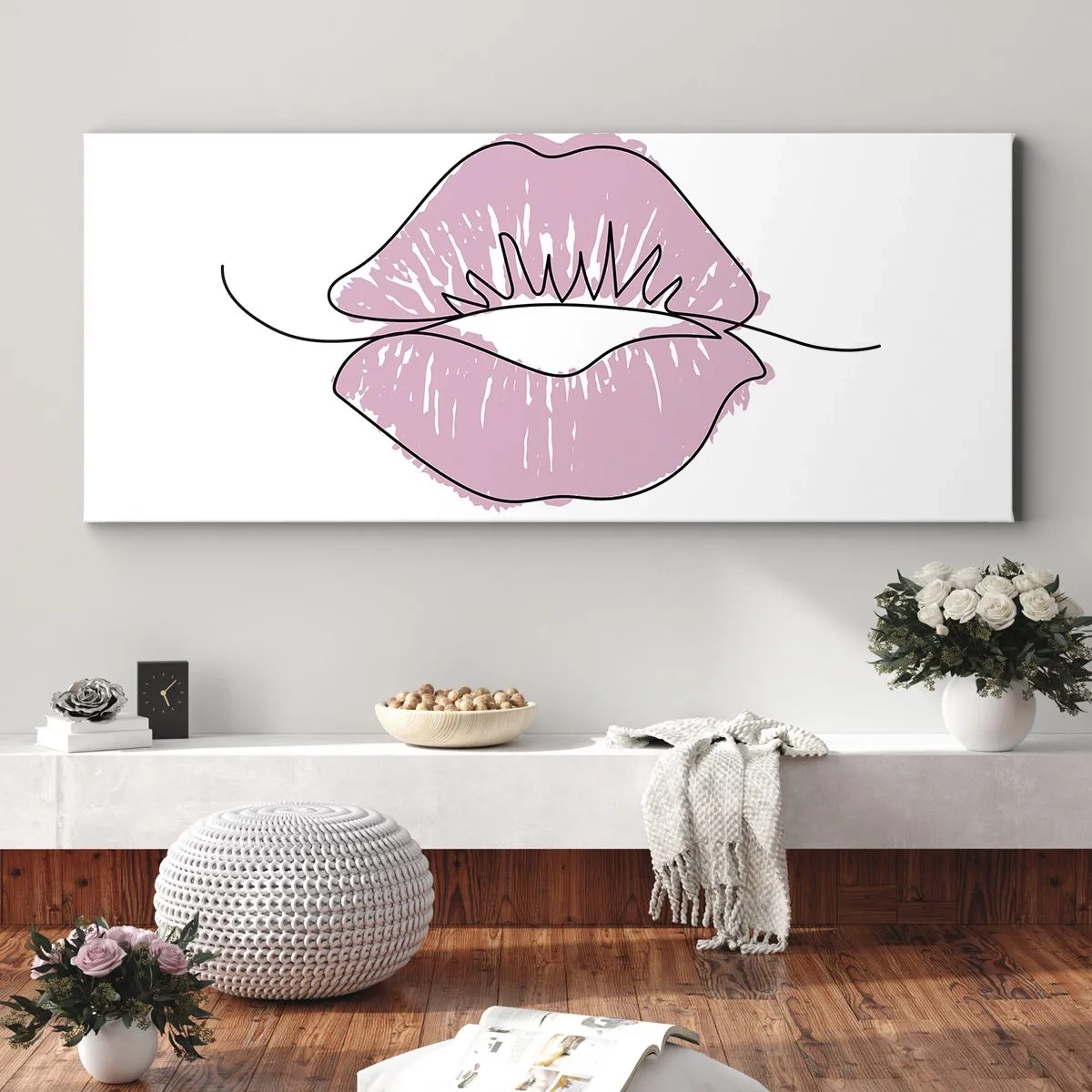 Cuadro sobre lienzo - Impresión de Imagen - ¿Listo para un beso? - 100x40 cm