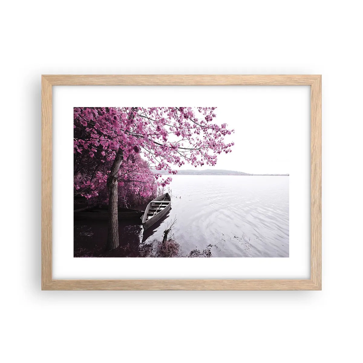 Póster en marco roble claro - En el silencio rosa - 40x30 cm