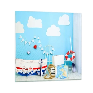 Cuadro sobre vidrio - Impresiones sobre Vidrio - El ansia de aventura de un niño - 70x70 cm