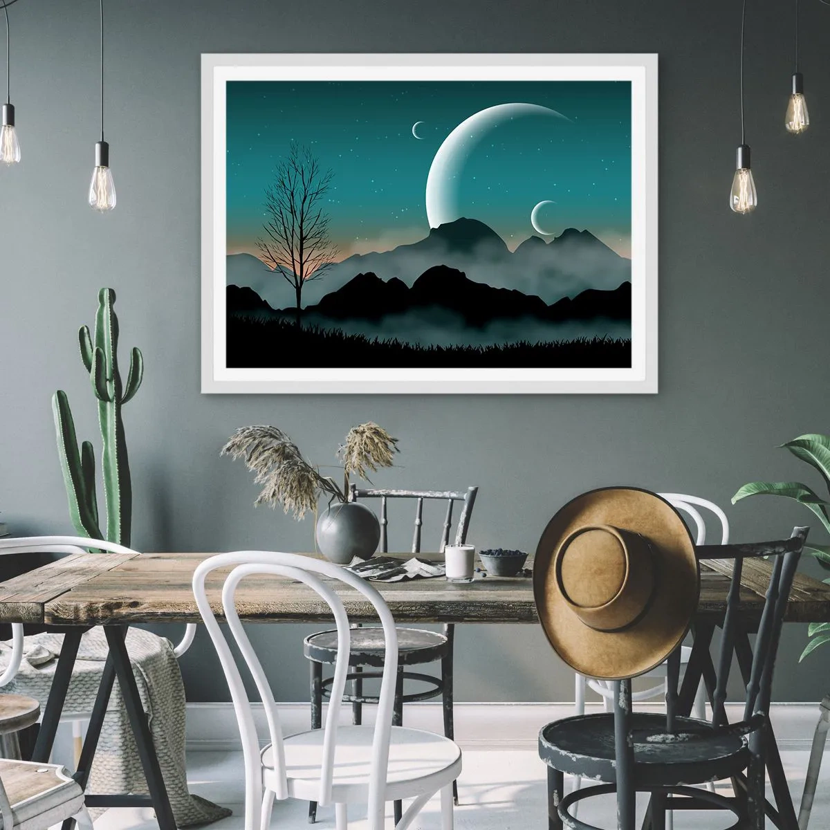 Póster en marco blanco - Un carnaval de noche estrellada - 50x40 cm