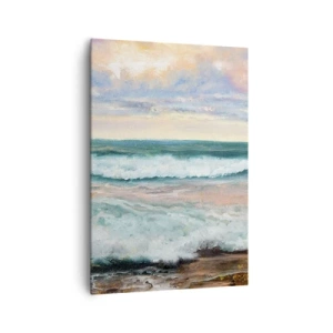 Cuadro sobre lienzo - Impresión de Imagen - Olas del mar contra un cielo nublado al atardecer - 70x100cm - Aquí suavizarás tu alma - Decoración de pared moderna para salón y dormitorio ARTTOR