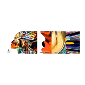 Muestra de fotomural autoadhesivo Deluxe Sticker - La explosión de la imaginación - Abstracción, Mujer, Gráficos - 100x30 cm