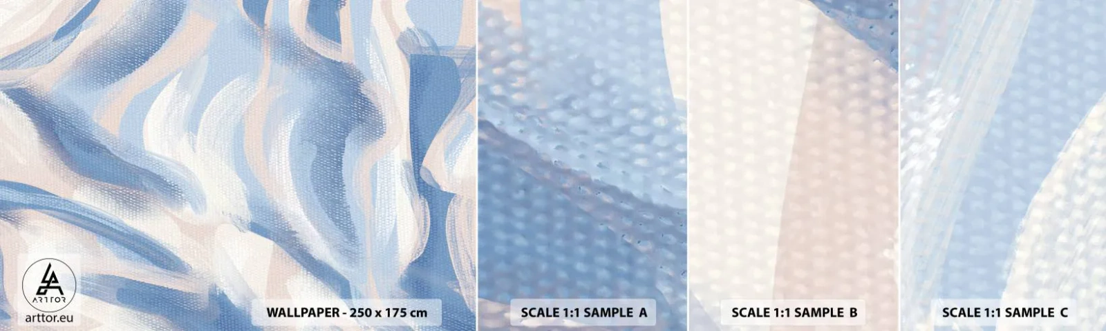 Muestra De Fotomural Standard Eco - Ondas azules - Pastel, Minimalismo, Pedazo - 100x30 cm