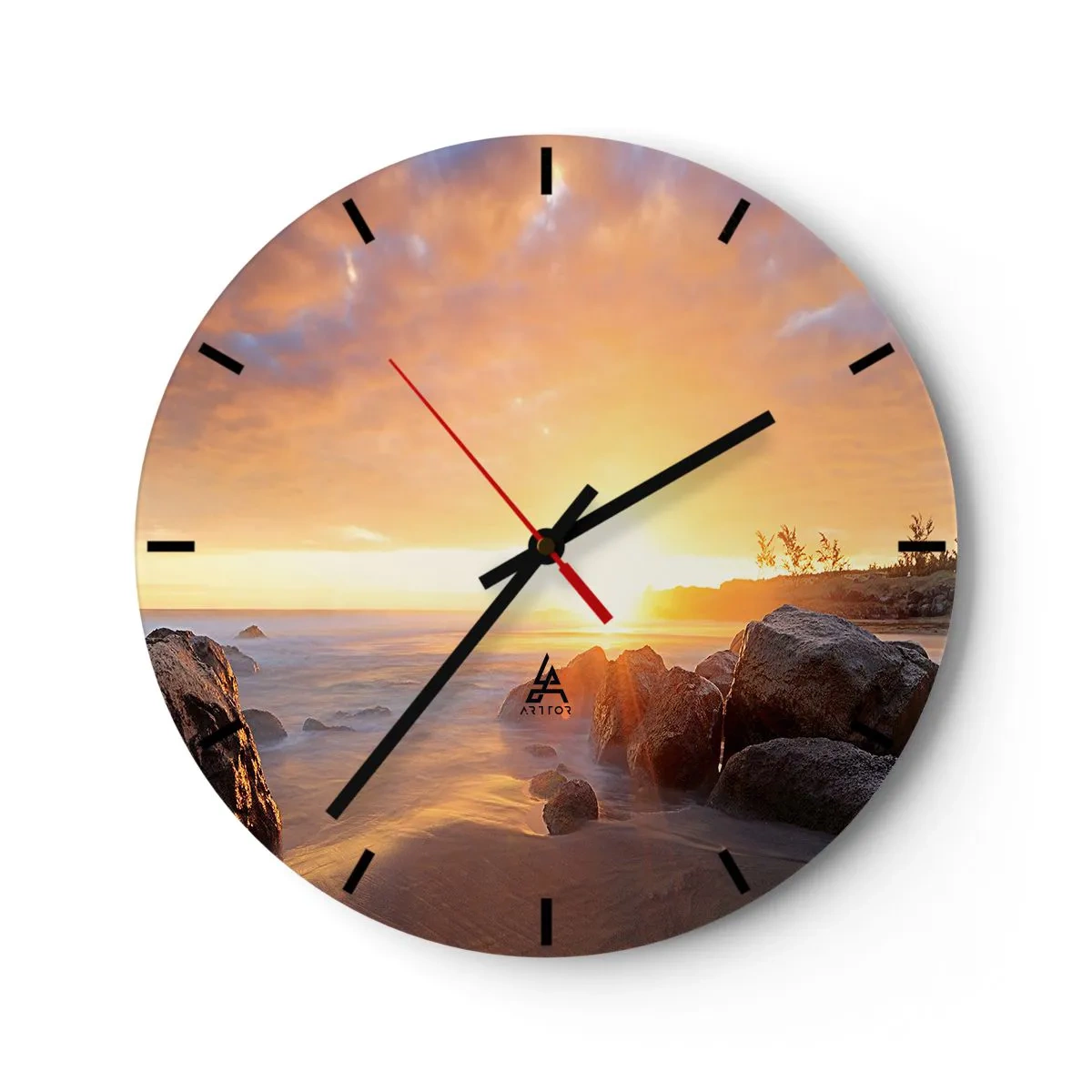 Reloj de pared - Reloj de vidrio - Brisa luminosa del atardecer - 40x40 cm
