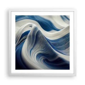 Póster en marco blanco - Fluidez de azul y blanco - 50x50 cm
