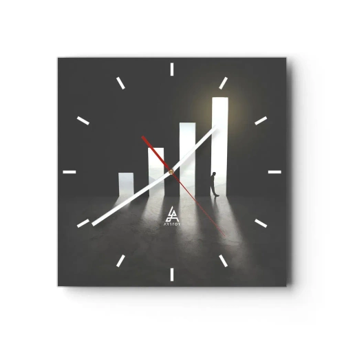 Reloj de pared - Reloj de vidrio - Crecimiento simbólico en forma de pasajes iluminados por la luz. - 30x30cm - El camino del éxito - Decoración de pared moderna para salón y dormitorio ARTTOR