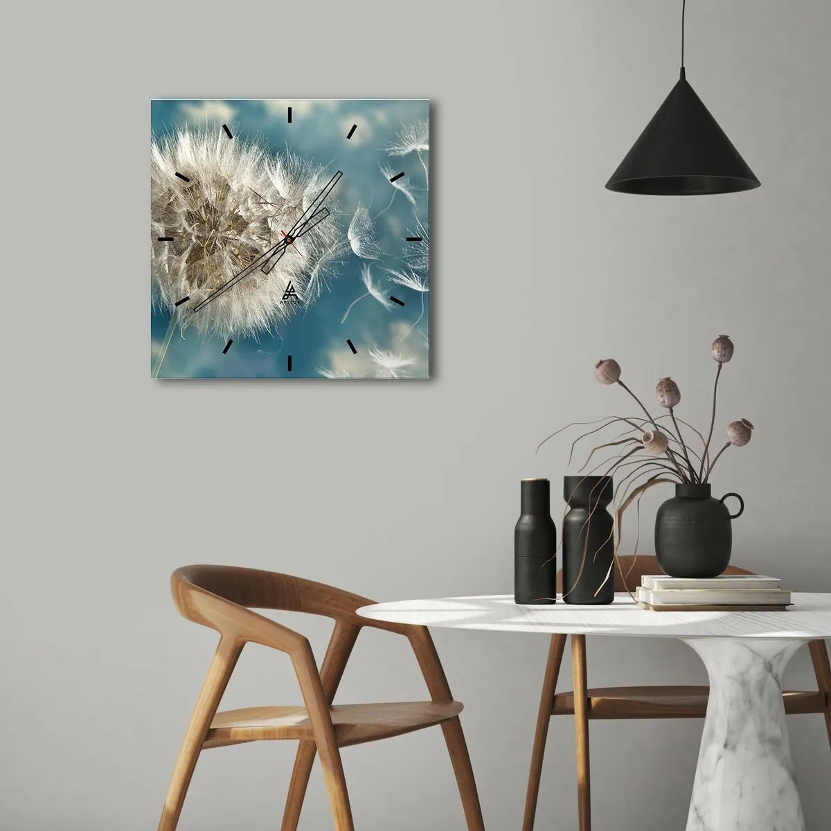 Reloj de pared - Reloj de vidrio - El aliento de un ángel - 30x30 cm