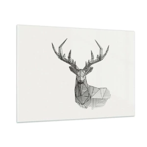 Cuadro sobre vidrio - Impresiones sobre Vidrio - Ciervo cubista hecho de formas geométricas sobre un fondo blanco. - 100x70cm - Ciervo en estilo cubista - Decoración de pared moderna para salón y dormitorio ARTTOR