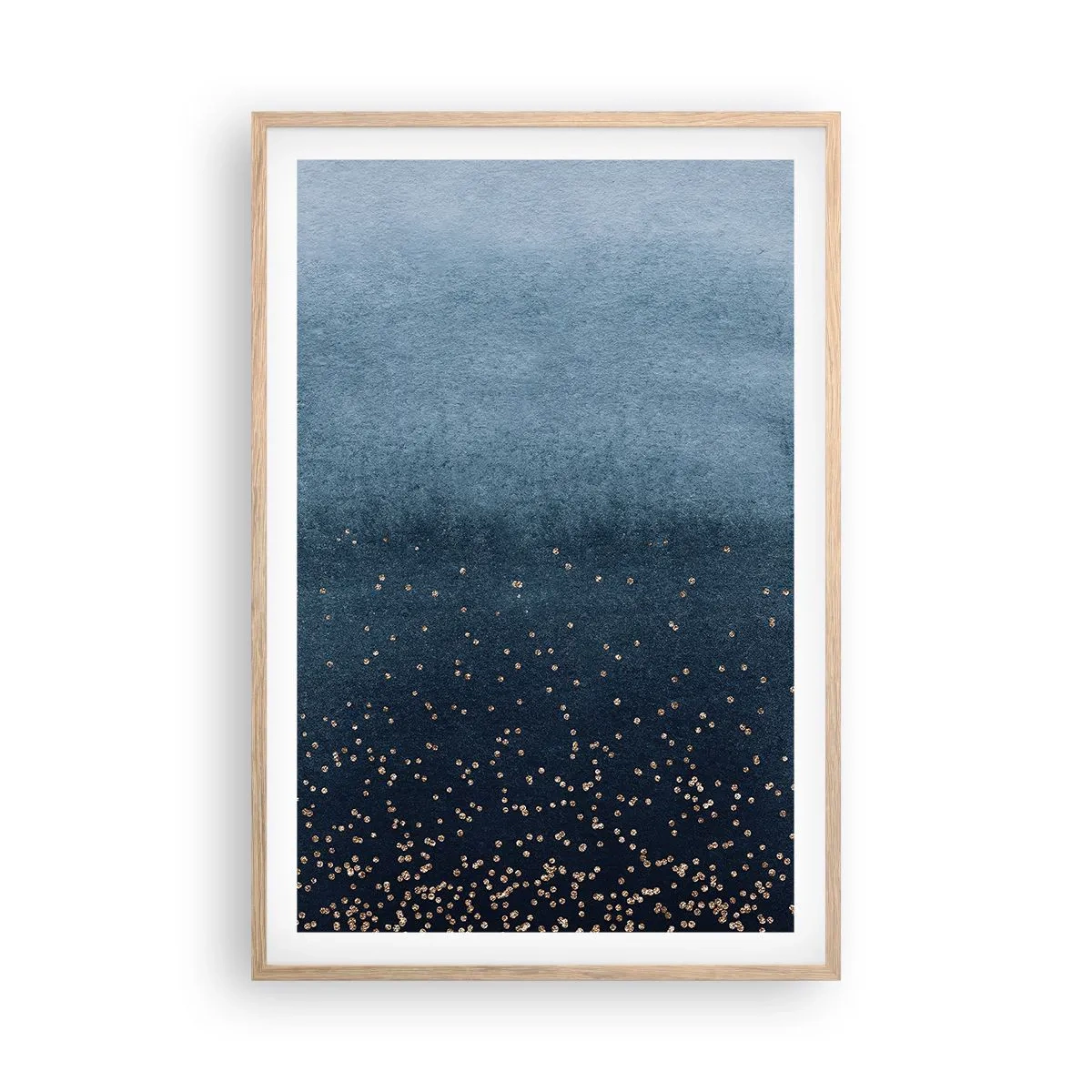 Póster en marco roble claro - Composición - fases azules - 61x91 cm