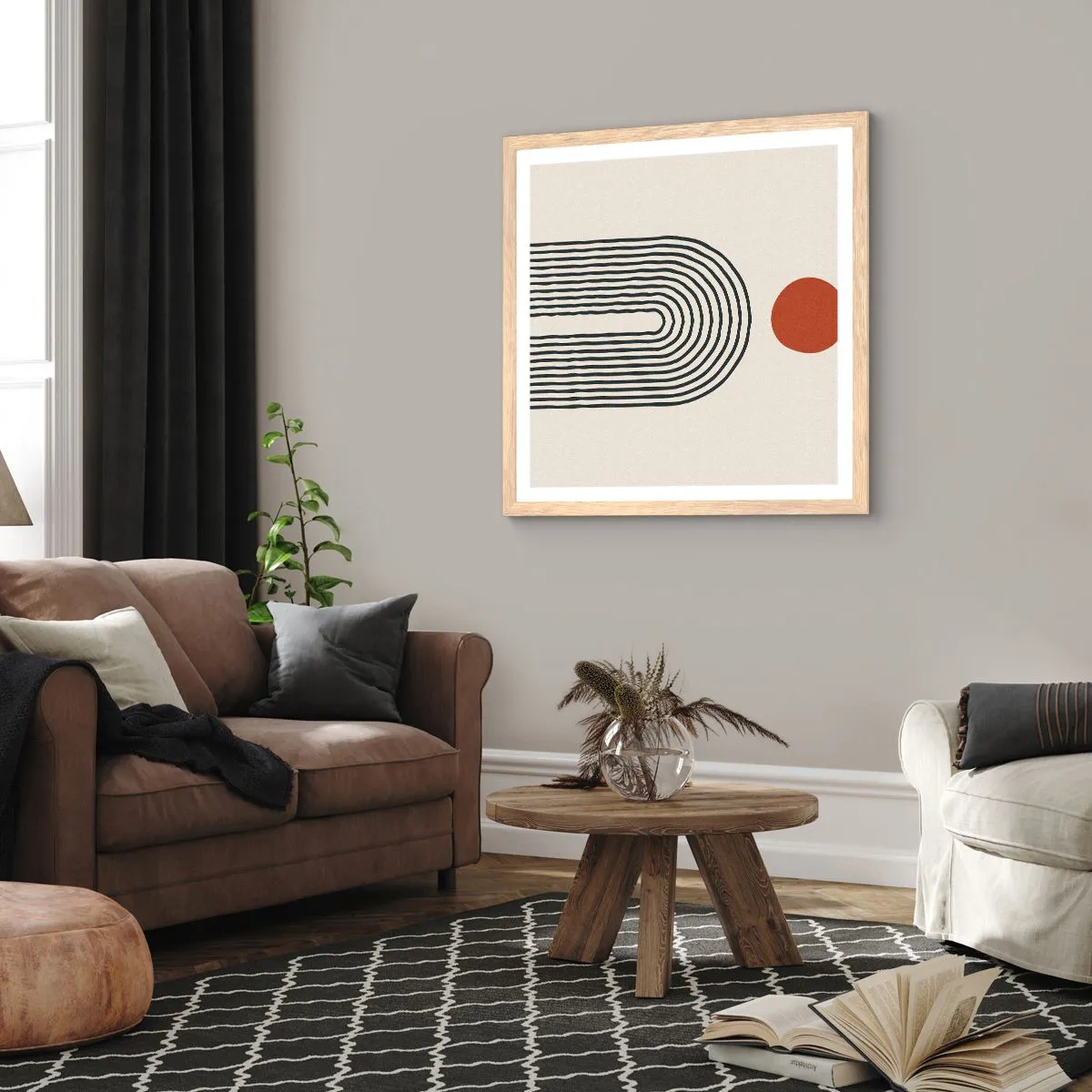 Póster en marco roble claro - Magnetismo de formas y colores - 60x60 cm