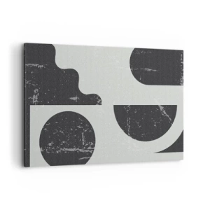 Cuadro sobre lienzo - Impresión de Imagen - Patrones geométricos en tonos negros y grises. - 120x80cm - Composición arriba y abajo - Decoración de pared moderna para salón y dormitorio ARTTOR
