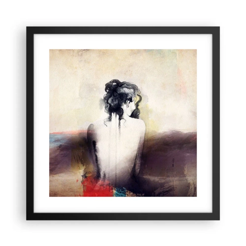 Póster en marco negro - Líneas suaves, formas ovaladas - 40x40 cm