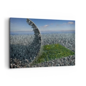 Cuadro sobre lienzo - Impresión de Imagen - Una ciudad dinámica con un toque surrealista - 120x80cm - La naturaleza es eterna - Decoración de pared moderna para salón y dormitorio ARTTOR