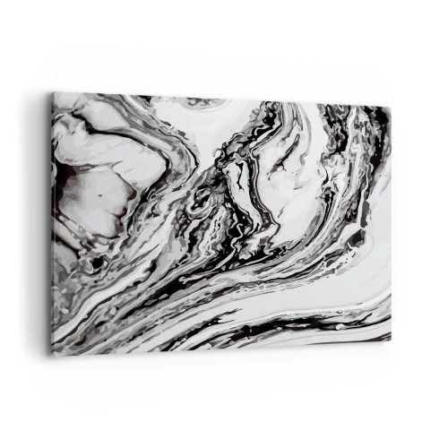 Cuadro sobre lienzo - Impresión de Imagen - Patrón de mármol abstracto en blanco y negro - 100x70cm - Al principio existía el caos - Decoración de pared moderna para salón y dormitorio ARTTOR