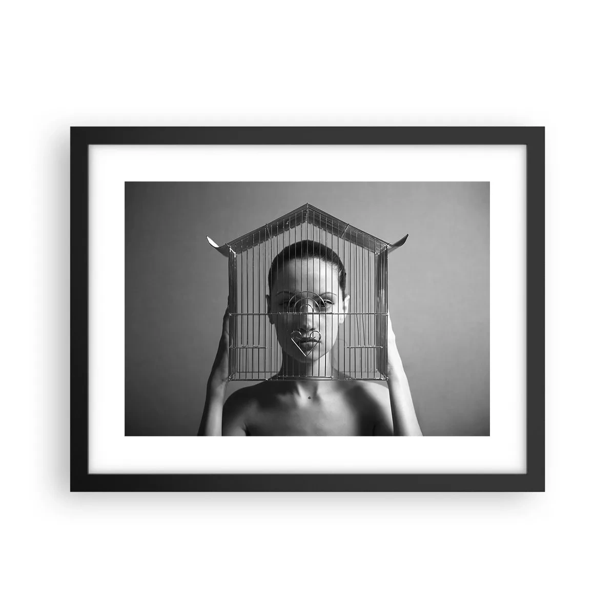 Póster en marco negro - Un retrato algo surrealista - 40x30 cm