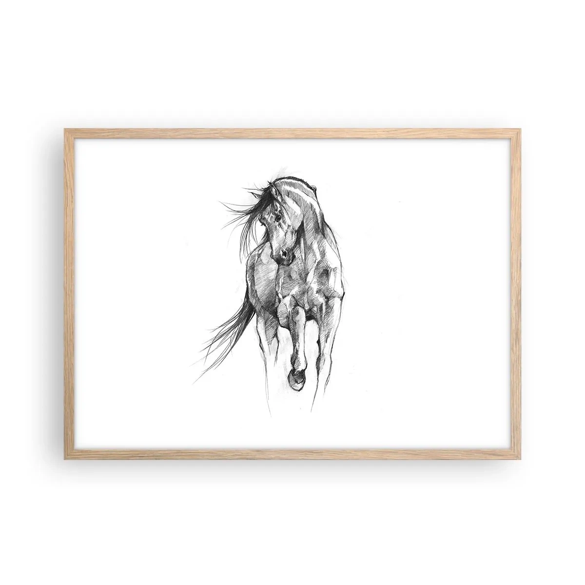 Póster en marco roble claro - En un elegante trote - 70x50 cm