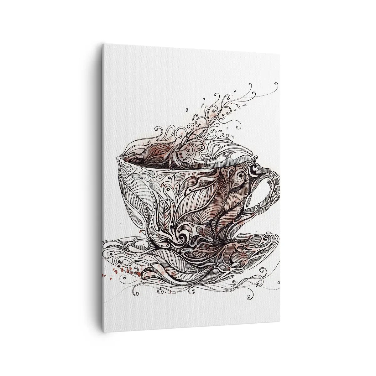Cuadro sobre lienzo - Impresión de Imagen - Taza de café decorativa con patrón artístico. - 70x100cm - Té para todo - Decoración de pared moderna para salón y dormitorio ARTTOR