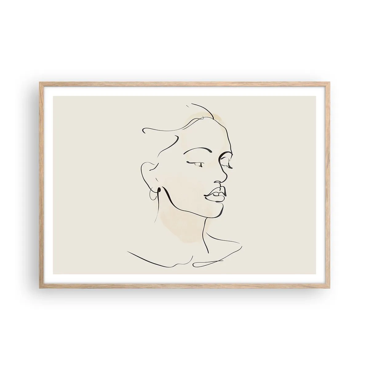 Póster en marco roble claro - Líneas que muestran seguridad - 100x70 cm