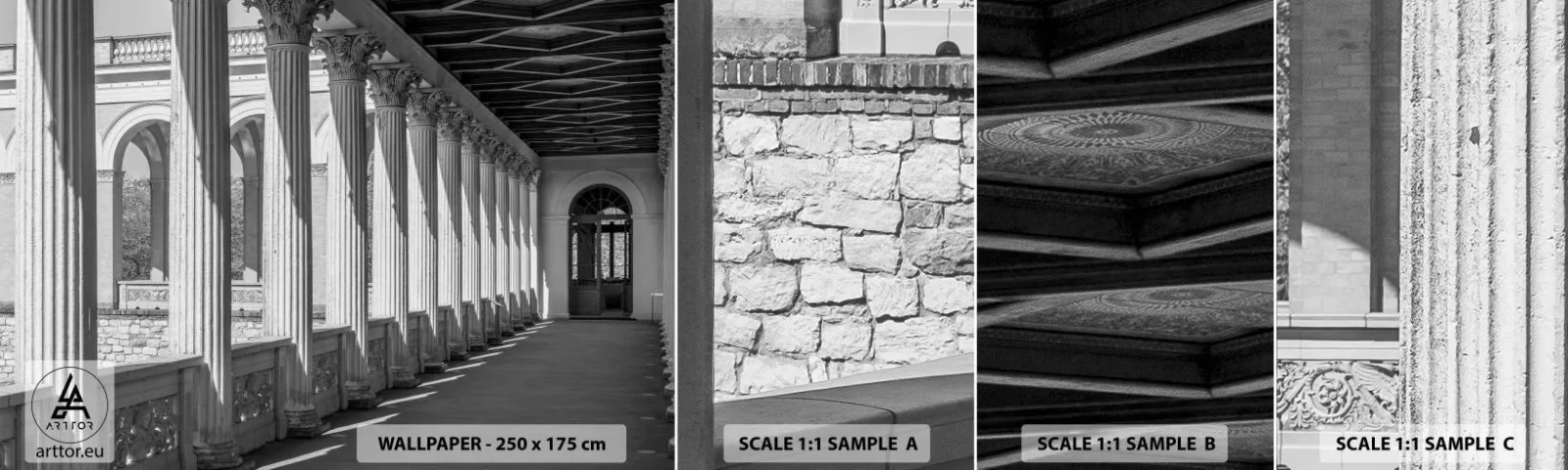 Muestra De Fotomural Standard Eco - Galería soleada - columnas, Arquitectura, Clásico - 100x30 cm