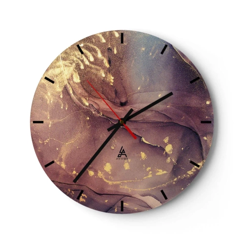 Reloj de pared - Reloj de vidrio - Composición abstracta con textura y acentos dorados. - 30x30cm - Materia y espíritu - Decoración de pared moderna para salón, cocina y dormitorio ARTTOR