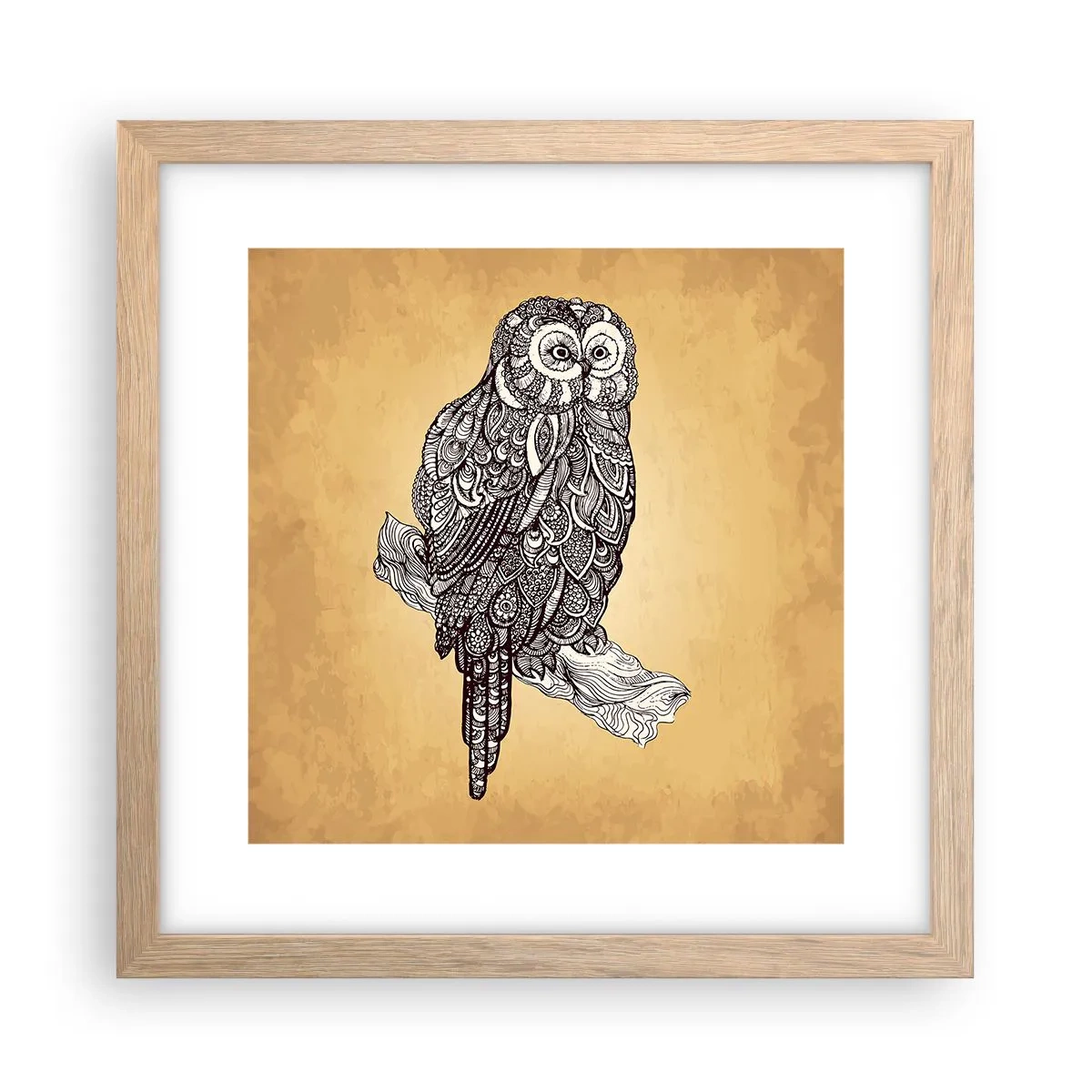 Póster en marco roble claro - Intrincados ornamentos de sabiduría - 30x30 cm