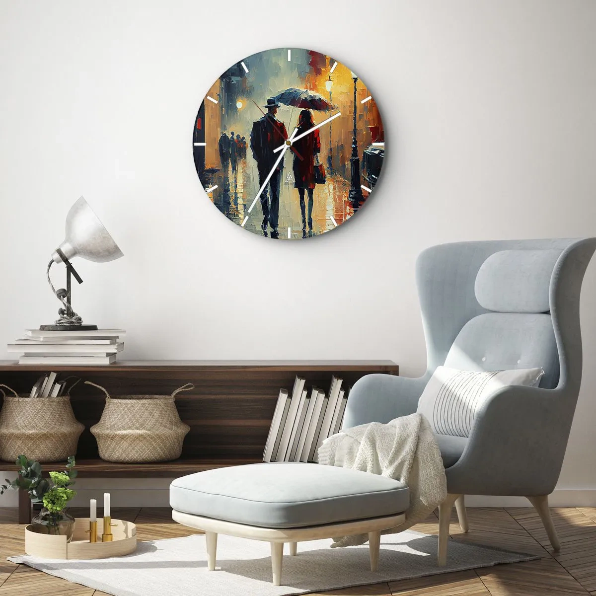 Reloj de pared - Reloj de vidrio - Historia de amor urbana - 30x30 cm