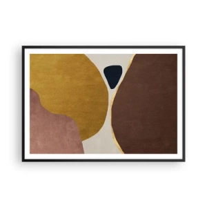 Póster en marco negro - Una composición abstracta con formas geométricas en colores cálidos. - 100x70cm - Abstracción - un lugar en el espacio - Decoración de pared moderna para salón y dormitorio ARTTOR