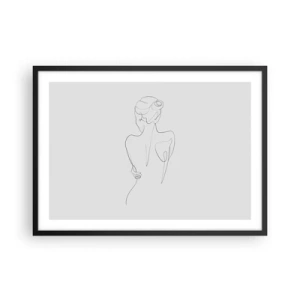 Póster en marco negro - Una línea de contorno que muestra una silueta femenina sobre un fondo claro. - 70x50cm - Música del cuerpo - Decoración de pared moderna para salón y dormitorio ARTTOR