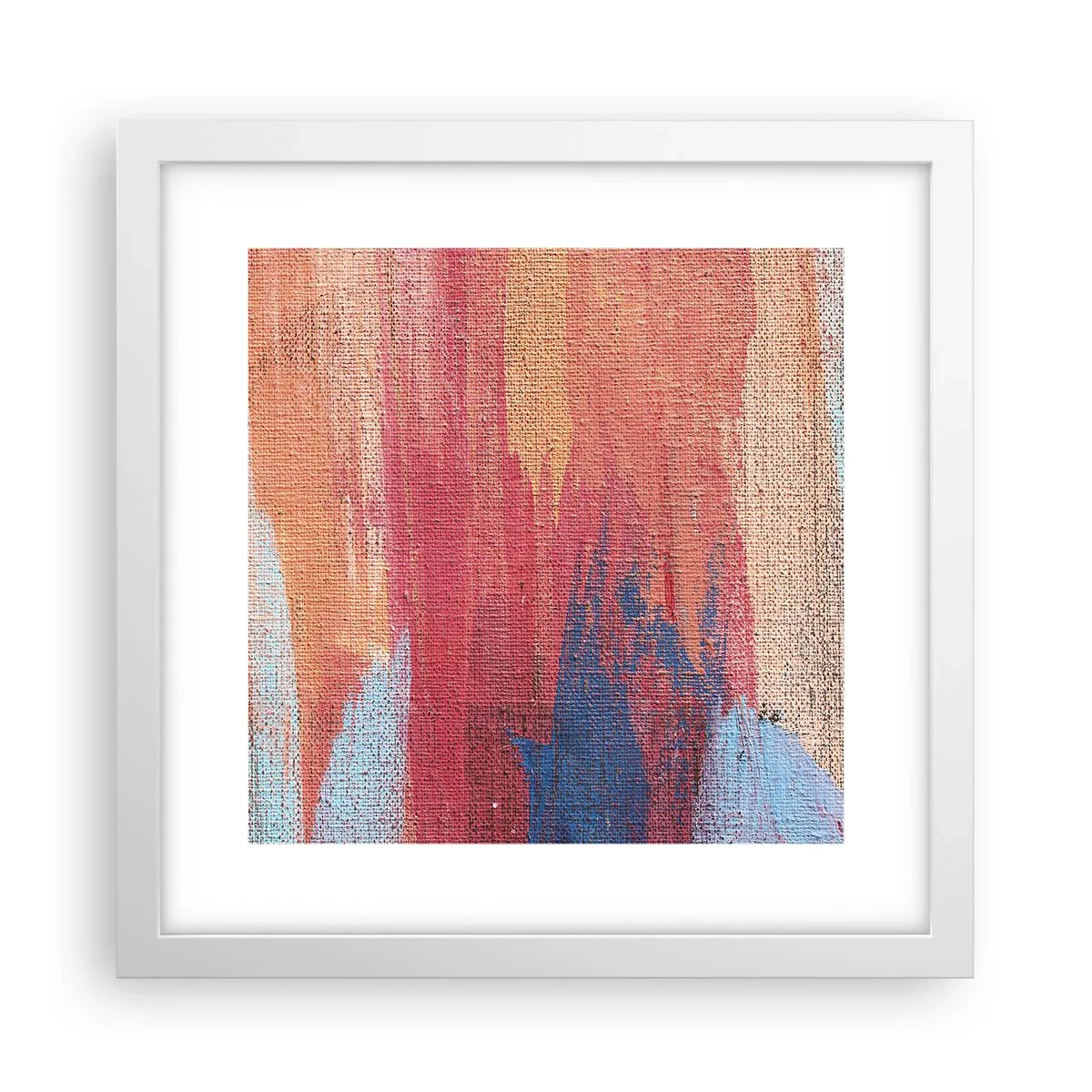 Póster en marco blanco - Trazos de arco iris - 30x30 cm
