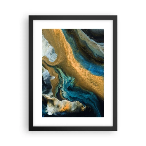 Póster en marco negro - Azul - amarillo - influencia mutua - 30x40 cm